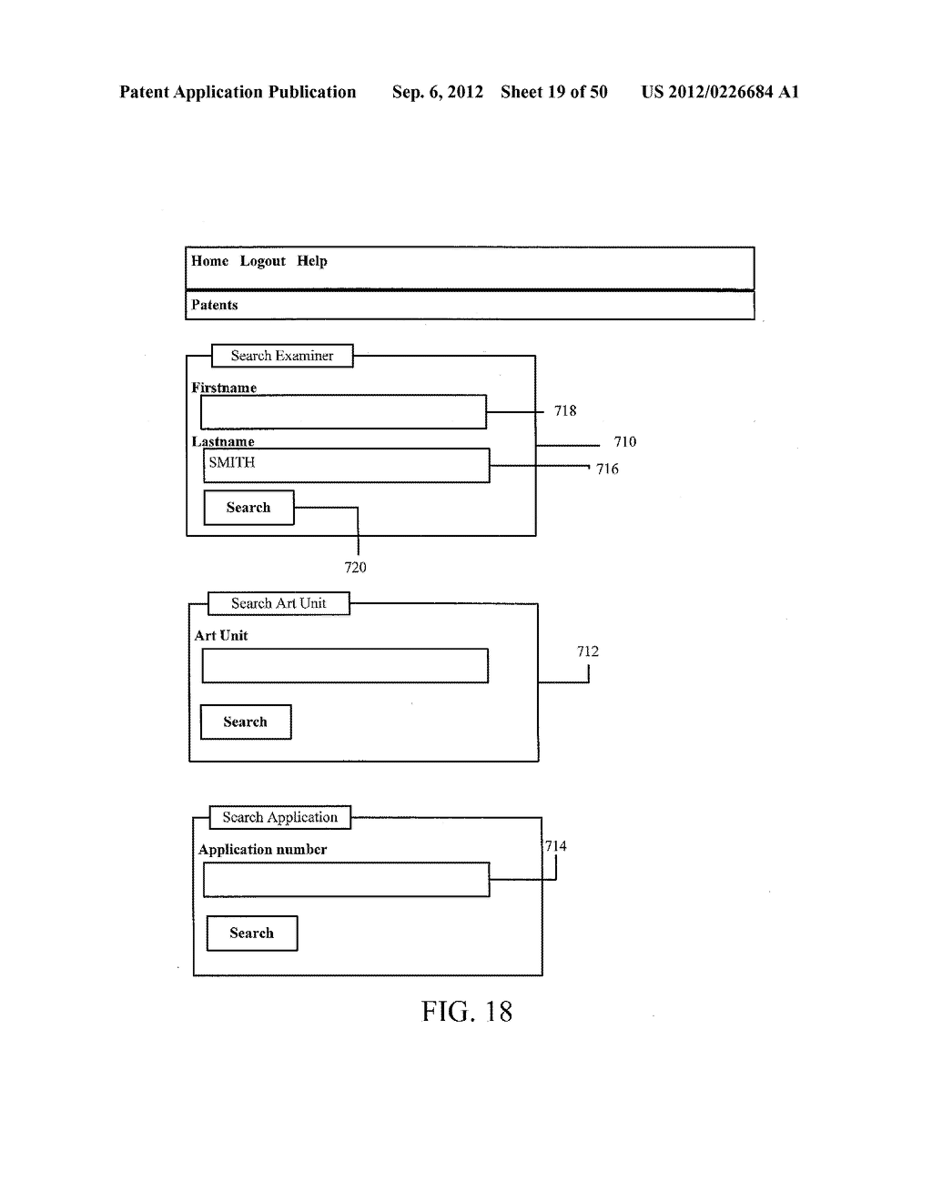 USER INTERACE AND PROCESSING FUNCTIONALITY FOR PATENT EXAMINER INFORMATION     SYSTEM - diagram, schematic, and image 20