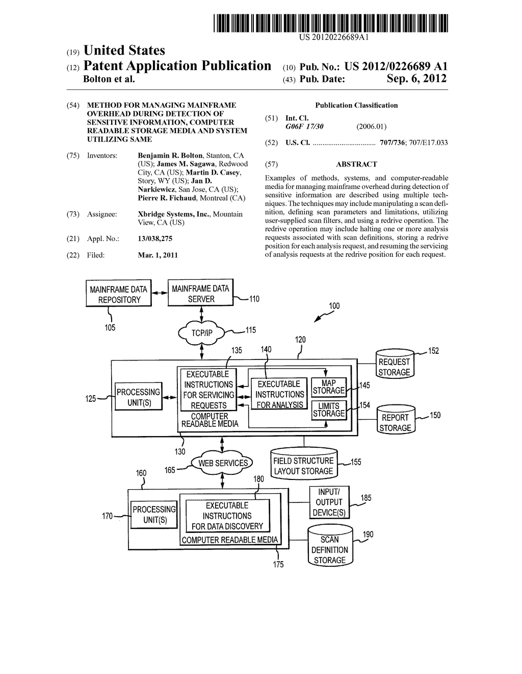 METHOD FOR MANAGING MAINFRAME OVERHEAD DURING DETECTION OF SENSITIVE     INFORMATION, COMPUTER READABLE STORAGE MEDIA AND SYSTEM UTILIZING SAME - diagram, schematic, and image 01
