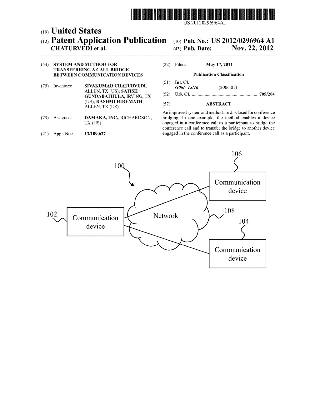 SYSTEM AND METHOD FOR TRANSFERRING A CALL BRIDGE BETWEEN COMMUNICATION     DEVICES - diagram, schematic, and image 01