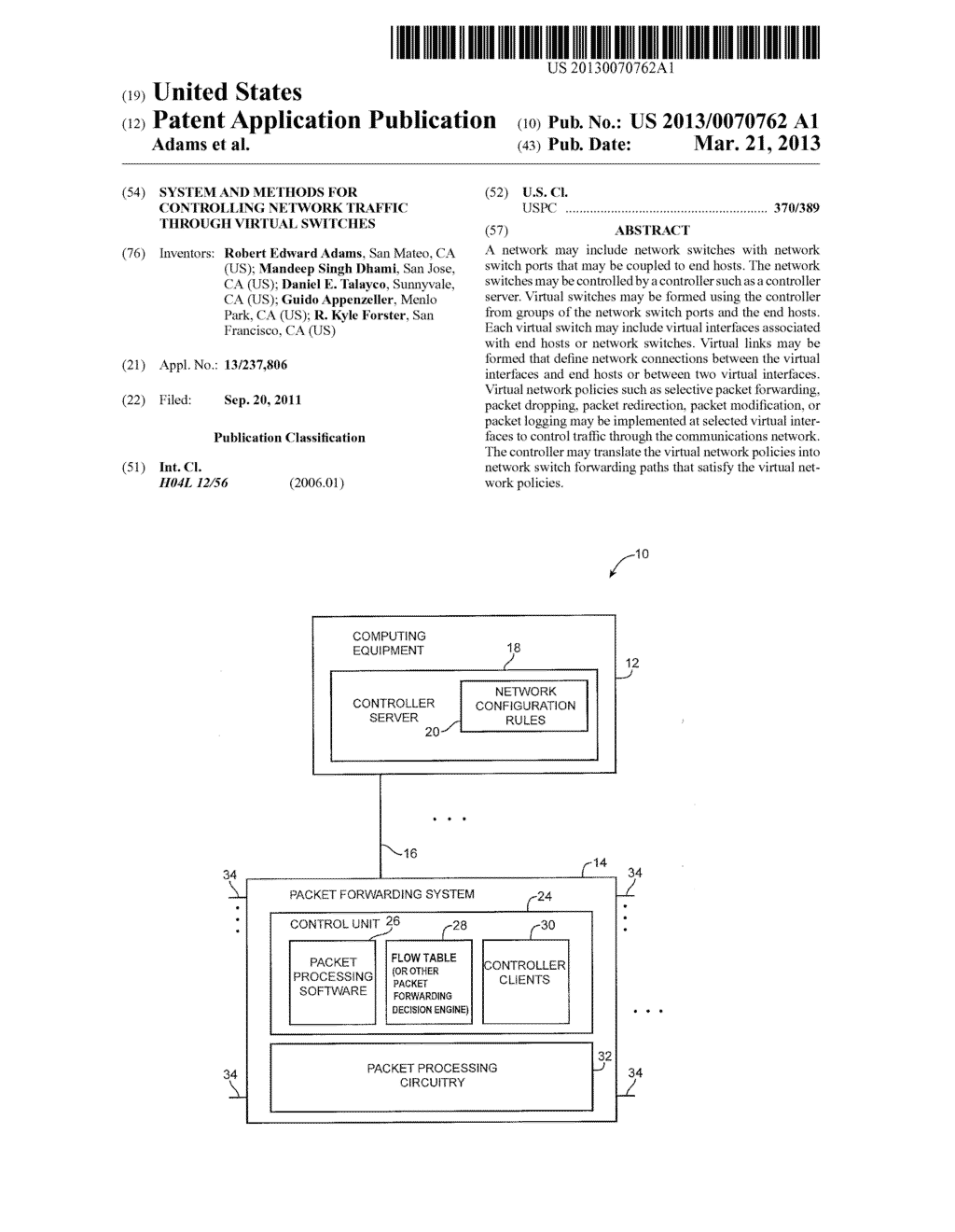 SYSTEM AND METHODS FOR CONTROLLING NETWORK TRAFFIC THROUGH VIRTUAL     SWITCHES - diagram, schematic, and image 01