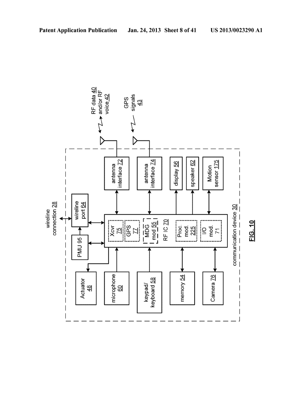 MULTI-MODE MOBILE COMMUNICATION DEVICE WITH MOTION SENSOR AND METHODS FOR     USE THEREWITH - diagram, schematic, and image 09